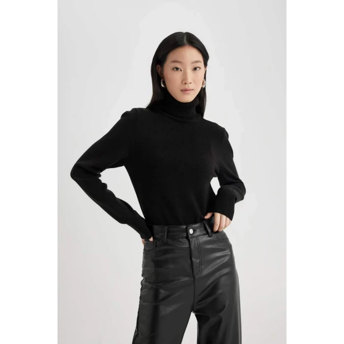 H1651 Regular Fit Yumuşak Dokulu Balıkçı Yaka Basic Düz Triko Kazak