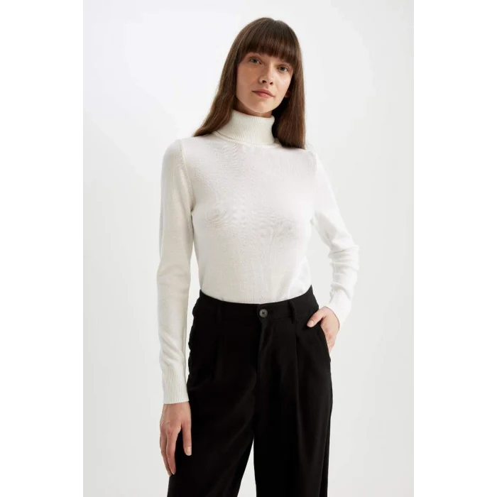 H1651 Regular Fit Yumuşak Dokulu Balıkçı Yaka Basic Düz Triko Kazak