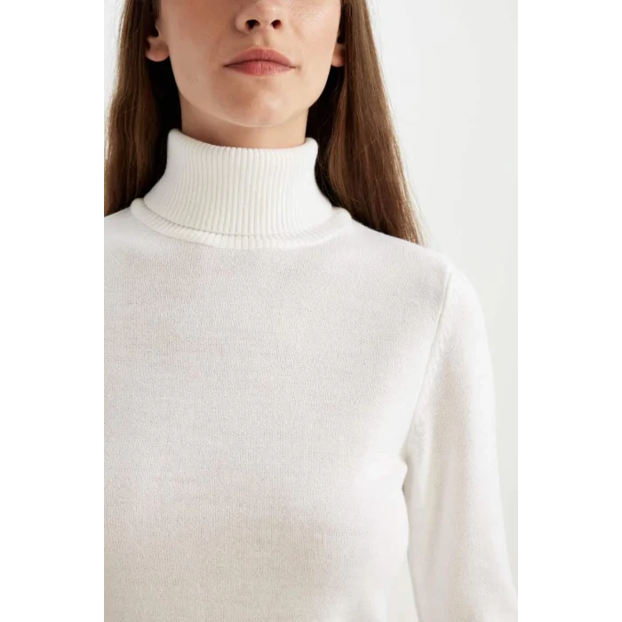 H1651 Regular Fit Yumuşak Dokulu Balıkçı Yaka Basic Düz Triko Kazak