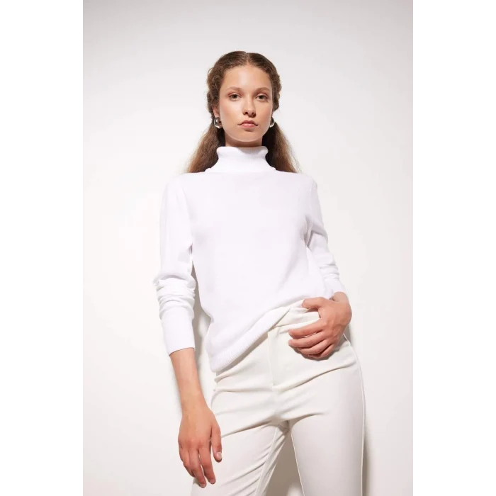 H1651 Regular Fit Yumuşak Dokulu Balıkçı Yaka Basic Düz Triko Kazak