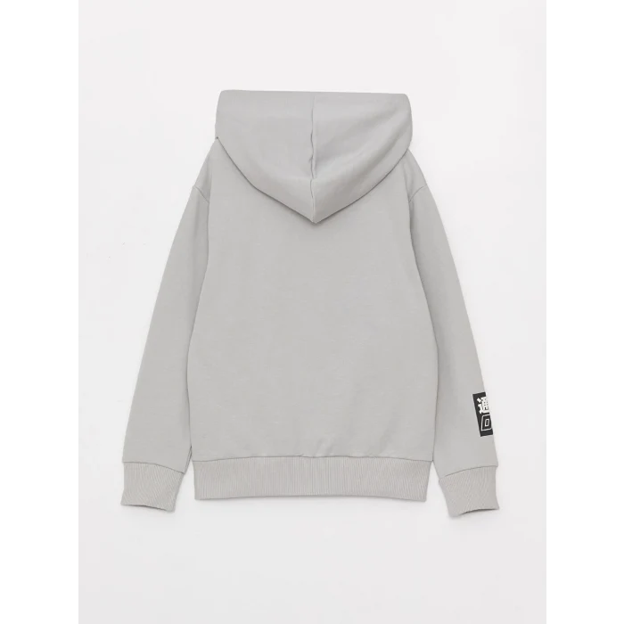 LCW Kids Gri Baskılı Uzun Kollu Erkek Çocuk Hoodie