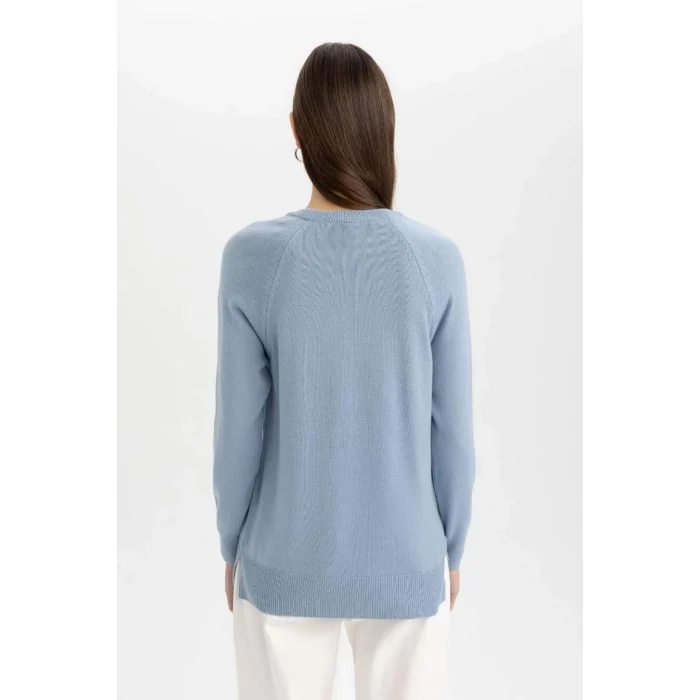 I6913 Regular Fit Yumuşak Dokulu Bisiklet Yaka Basic Düz Triko Kazak