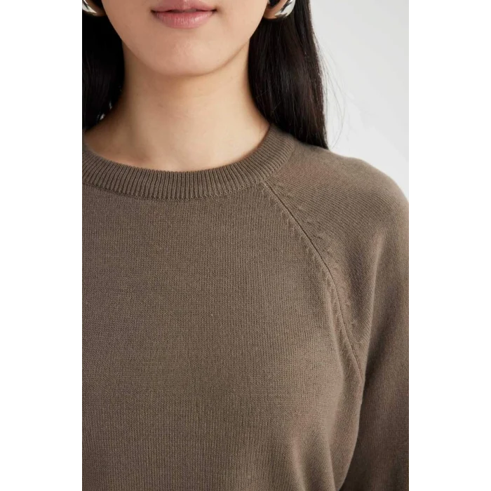 I6913 Regular Fit Yumuşak Dokulu Bisiklet Yaka Basic Düz Triko Kazak