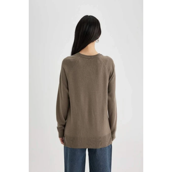 I6913 Regular Fit Yumuşak Dokulu Bisiklet Yaka Basic Düz Triko Kazak