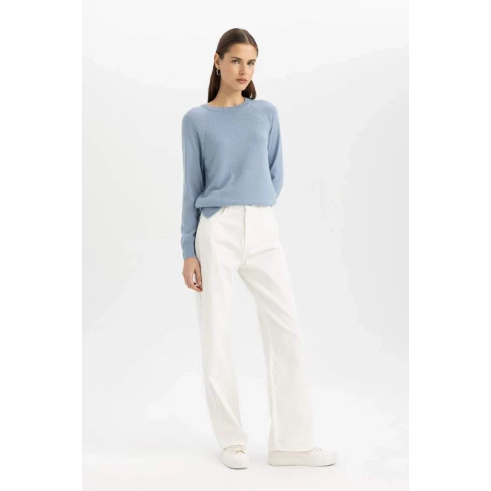 I6913 Regular Fit Yumuşak Dokulu Bisiklet Yaka Basic Düz Triko Kazak