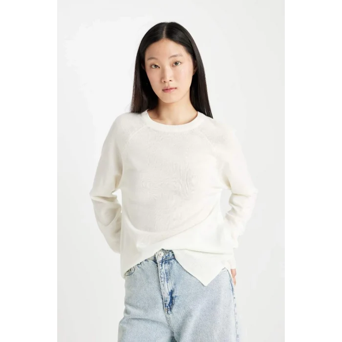 I6913 Regular Fit Yumuşak Dokulu Bisiklet Yaka Basic Düz Triko Kazak