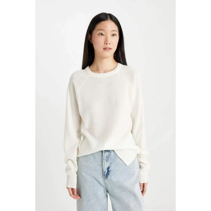 I6913 Regular Fit Yumuşak Dokulu Bisiklet Yaka Basic Düz Triko Kazak