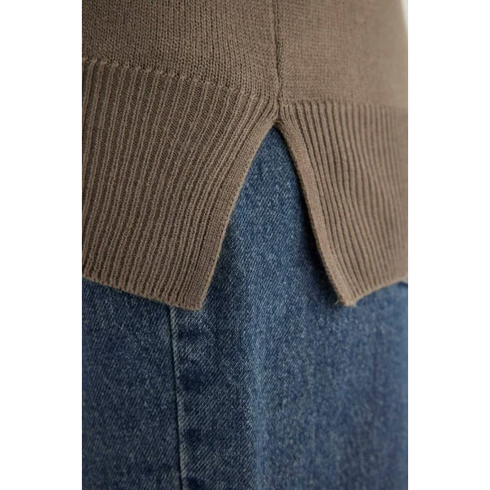 I6913 Regular Fit Yumuşak Dokulu Bisiklet Yaka Basic Düz Triko Kazak