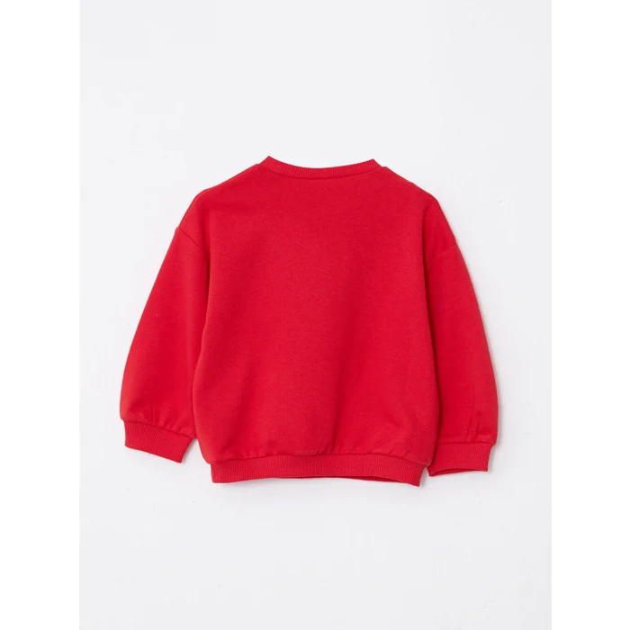 LCW baby Kırmızı Bisiklet Yaka Uzun Kollu Baskılı Kız Bebek Sweatshir