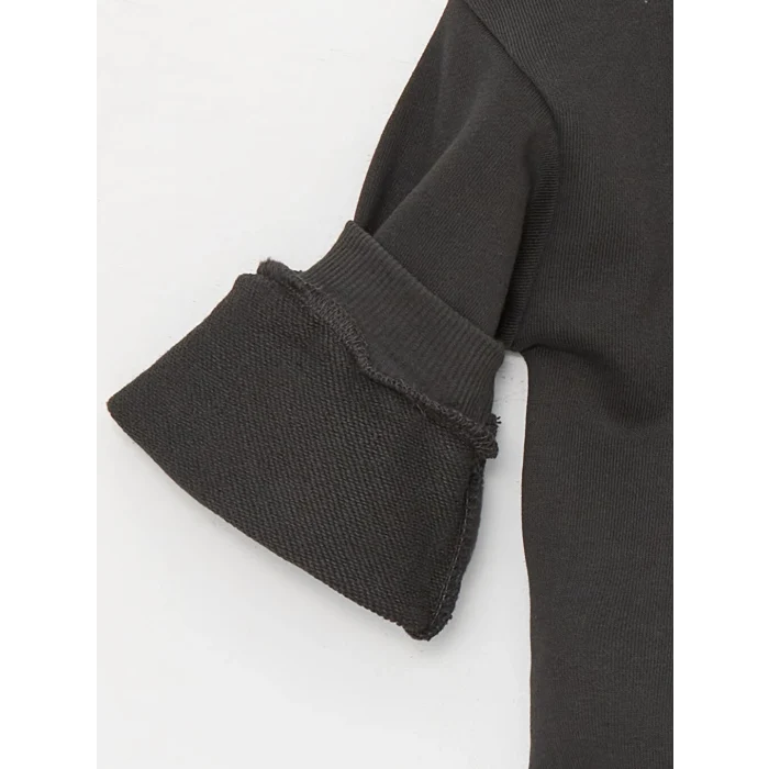 LCW baby Haki Bisiklet Yaka Uzun Kollu Baskılı Kız Bebek Sweatshirt