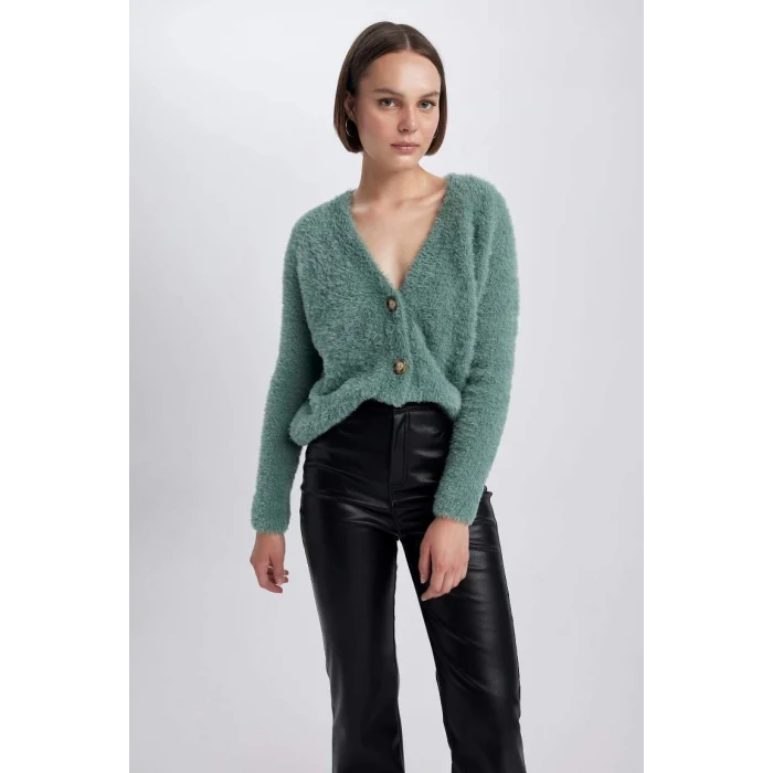 K7886 Oversize Geniş Kalıp V Yaka Triko Hırka