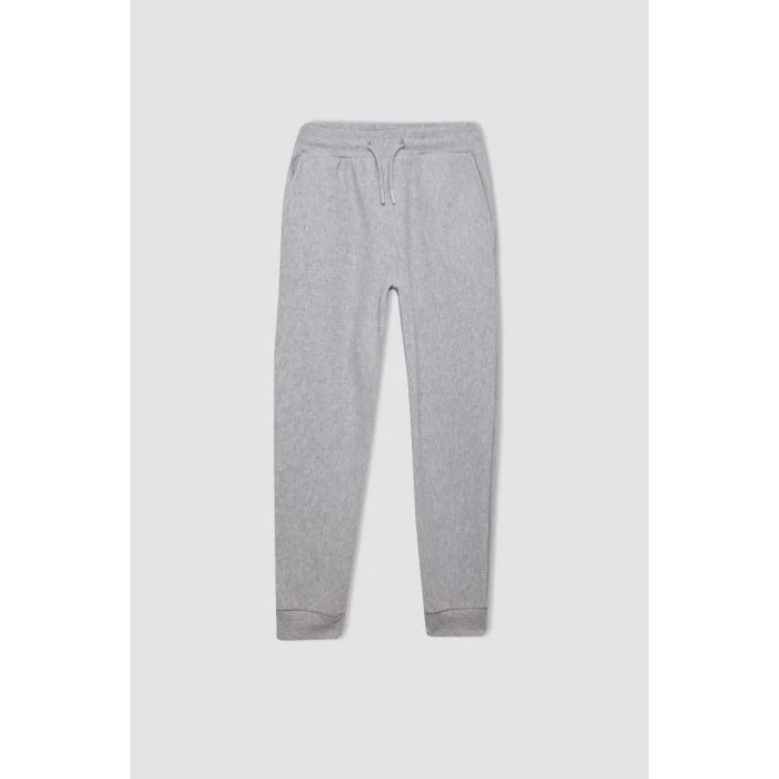 K8846 Gri Beli Paçası Lastikli Cepli Okul Jogger Eşofman Altı