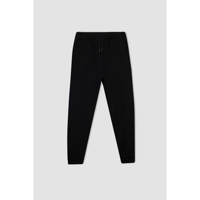 K8846 Siyah Beli Paçası Lastikli Cepli Okul Jogger Eşofman Altı