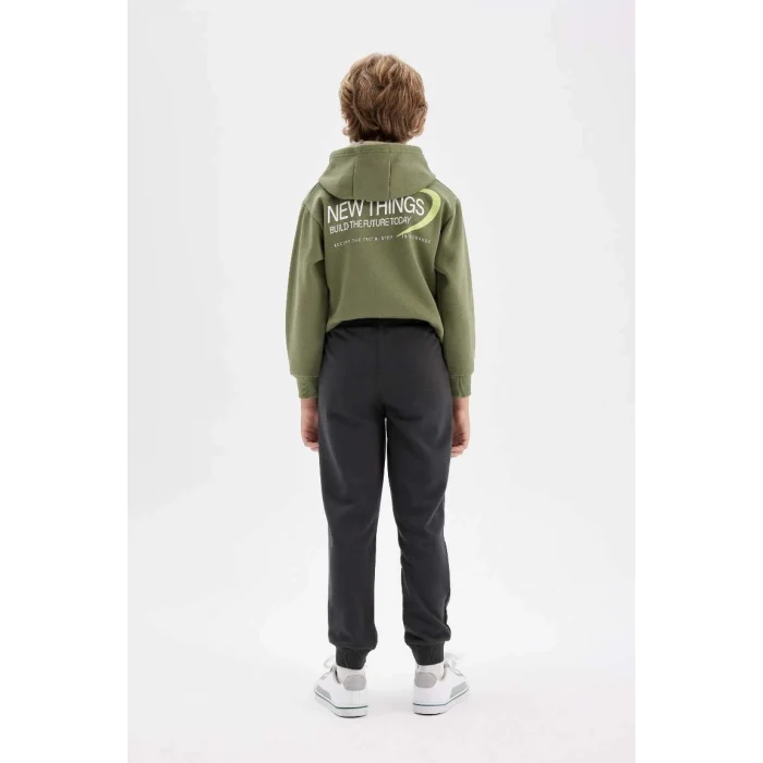 K8852 Antrasit Beli Paçası Lastikli Cepli Jogger Okul Eşofman Altı