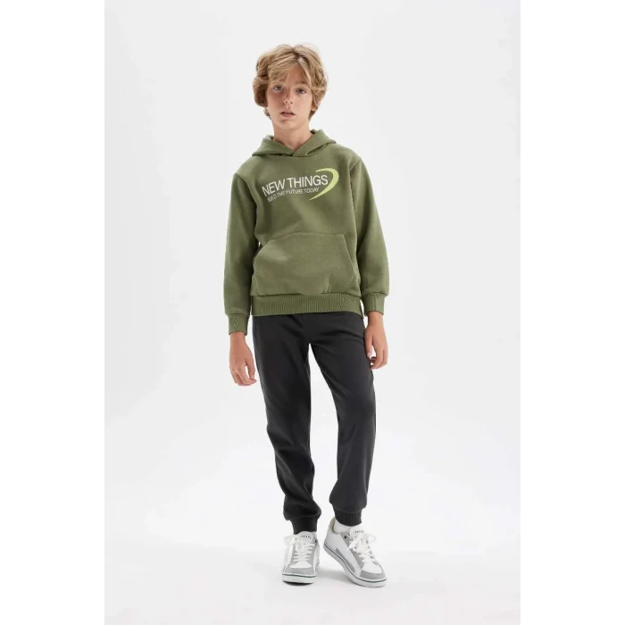 K8852 Antrasit Beli Paçası Lastikli Cepli Jogger Okul Eşofman Altı