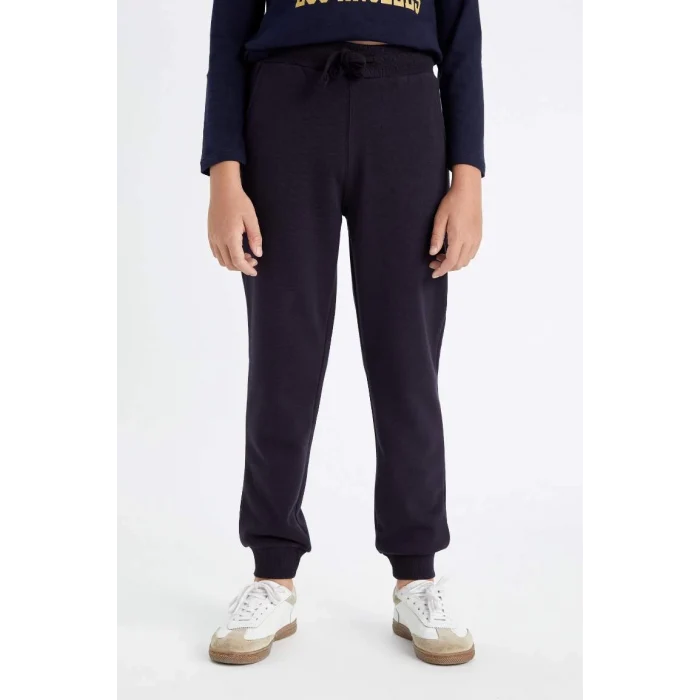 K8852 Lacivert Beli Paçası Lastikli Cepli Jogger Okul Eşofman Altı