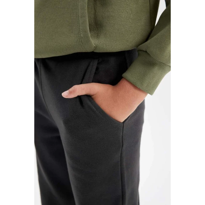 K8852 Antrasit Beli Paçası Lastikli Cepli Jogger Okul Eşofman Altı