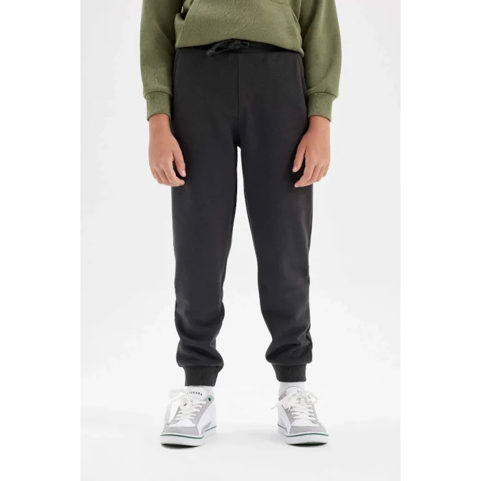 K8852 Antrasit Beli Paçası Lastikli Cepli Jogger Okul Eşofman Altı