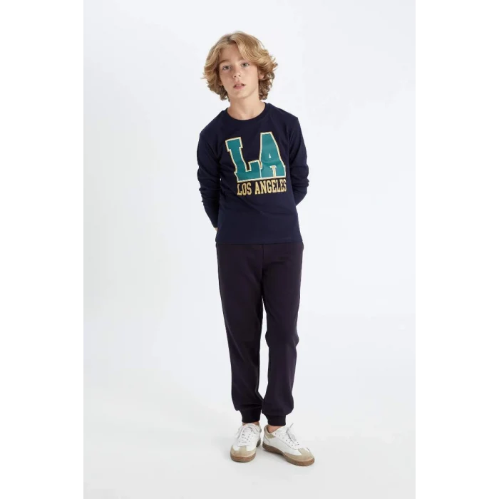 K8852 Lacivert Beli Paçası Lastikli Cepli Jogger Okul Eşofman Altı