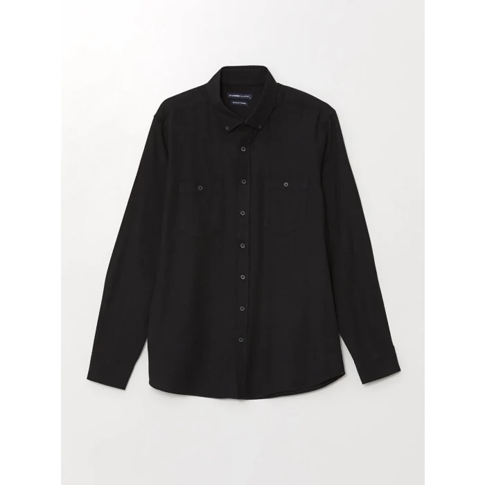 LCWAIKIKI Classic Siyah Regular Fit Uzun Kollu Gabardin Erkek Gömlek