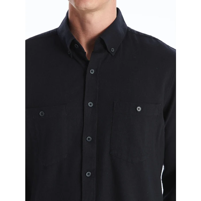 LCWAIKIKI Classic Siyah Regular Fit Uzun Kollu Gabardin Erkek Gömlek