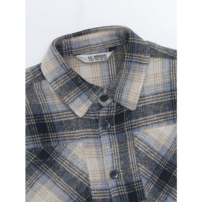 LCW Kids Lacivert Ekose Erkek Çocuk Oduncu Gömlek