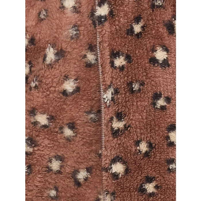 LCW baby Kahverengi Kapüşonlu Pelüş Kız Bebek 2li Takım