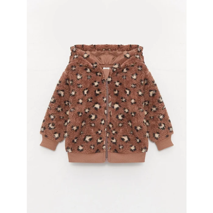 LCW baby Kahverengi Kapüşonlu Pelüş Kız Bebek 2li Takım