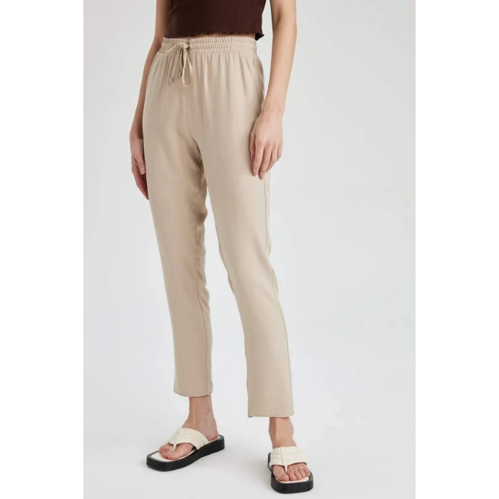 L3164 Cepli Beli Lastikli Dokuma Pantolon