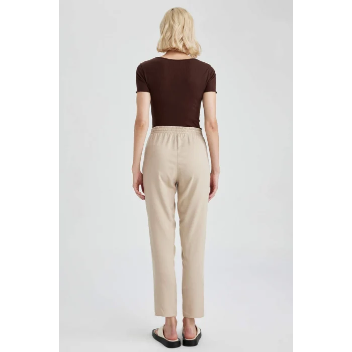 L3164 Cepli Beli Lastikli Dokuma Pantolon