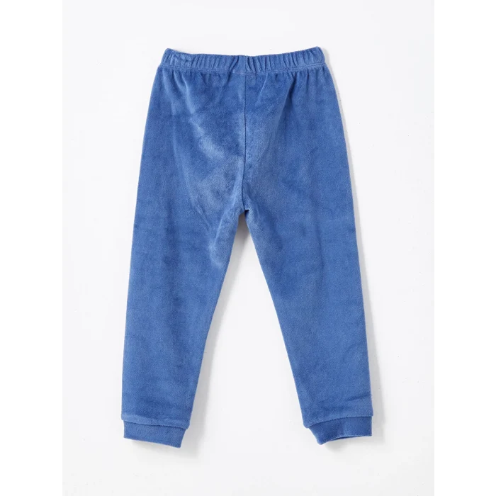 LCW baby Bej Bisiklet Yaka Kadife Erkek Bebek Pijama Takımı