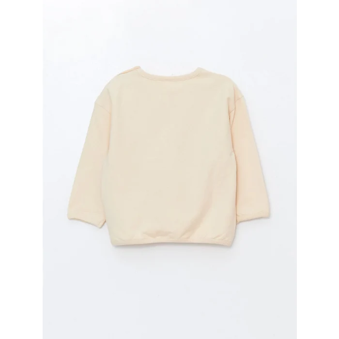 LCW baby Bej Bisiklet Yaka Nakışlı Erkek Bebek Sweatshirt ve Eşofman Alt 2li Takım