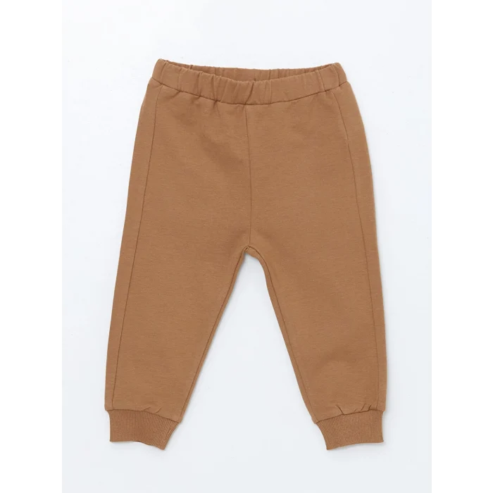 LCW baby Bej Bisiklet Yaka Nakışlı Erkek Bebek Sweatshirt ve Eşofman Alt 2li Takım