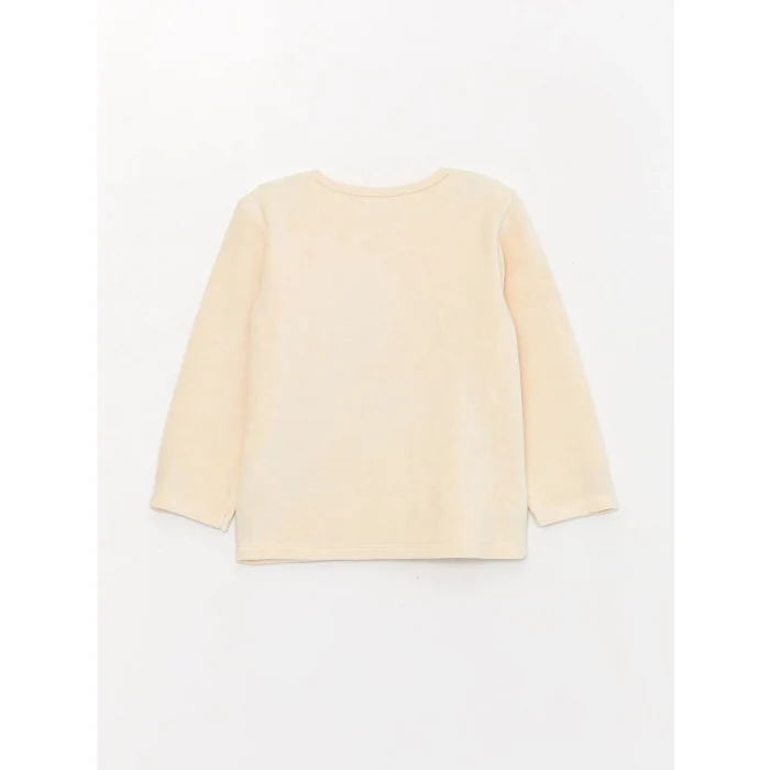 LCW baby Bej Bisiklet Yaka Uzun Kollu Baskılı Erkek Bebek Tişört Ve Pantolon 2li Takım