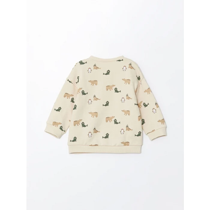 LCW baby Ekru Baskılı Erkek Bebek Sweatshirt ve Eşofman Alt 2li