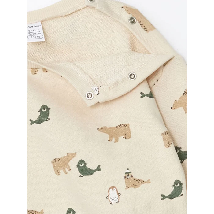 LCW baby Ekru Baskılı Erkek Bebek Sweatshirt ve Eşofman Alt 2li