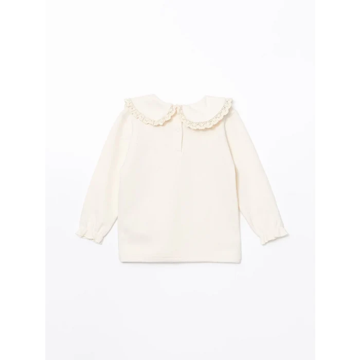 LCW baby Ekru Bisiklet Yaka Kız Bebek Sweatshirt ve Tayt 2li