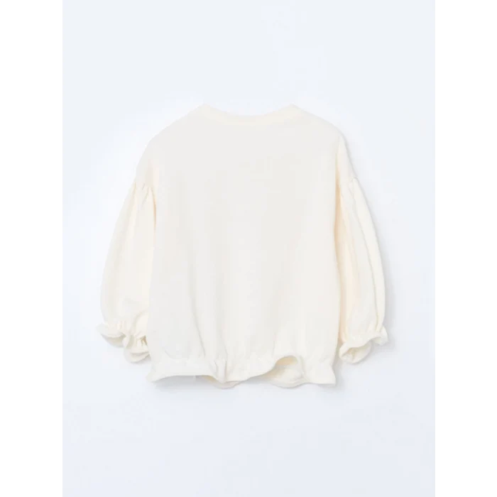 LCW baby Ekru Bisiklet Yaka Uzun Kollu Baskılı Kız Bebek Sweatshirt ve Tayt 2li Takım