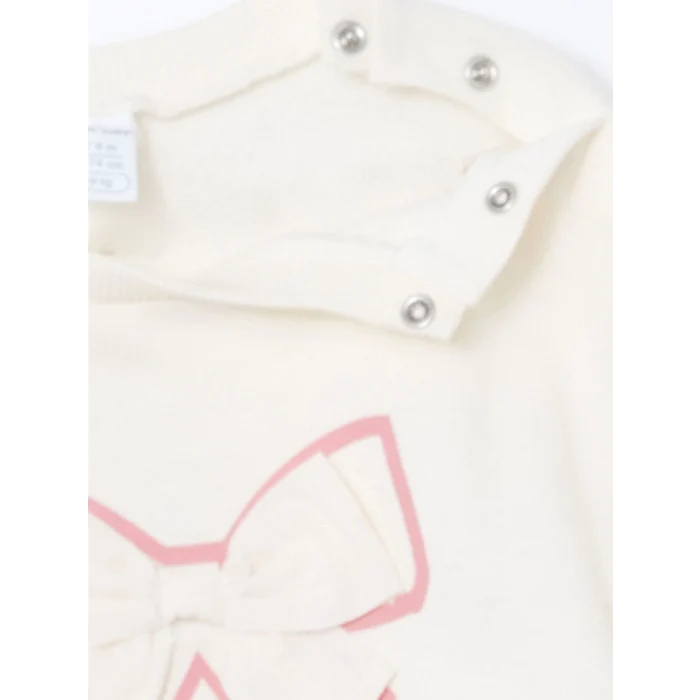 LCW baby Ekru Bisiklet Yaka Uzun Kollu Baskılı Kız Bebek Sweatshirt ve Tayt 2li Takım