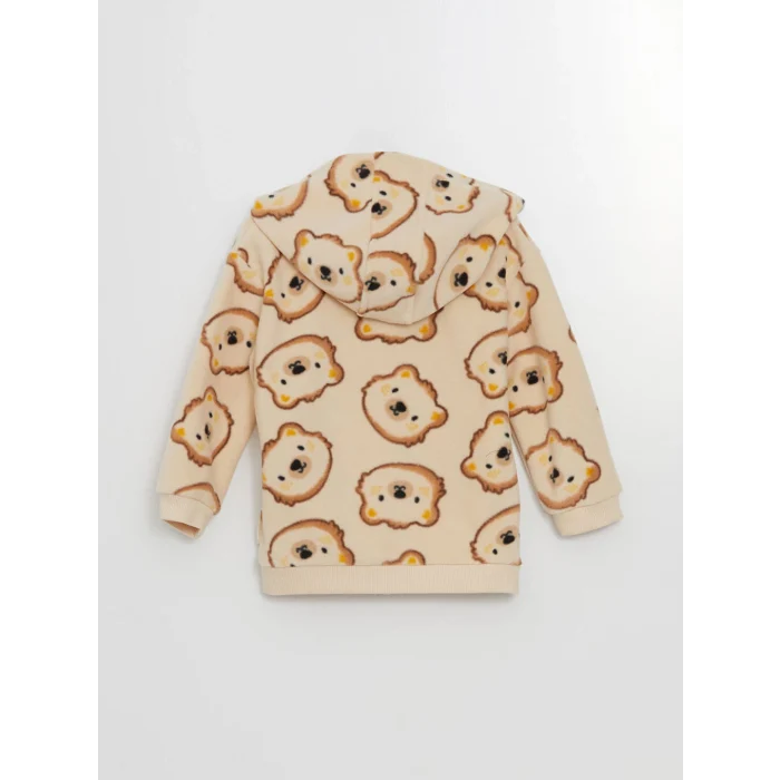 LCW baby Ekru Kapüşonlu Erkek Bebek Hırka ve Eşofman Alt 2li Takım