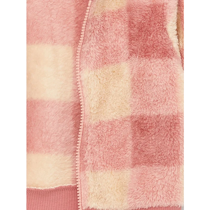 LCW baby Ekru Kapüşonlu Pelüş Uzun Kollu Kız Bebek Hırka ve Tayt 2li Takım