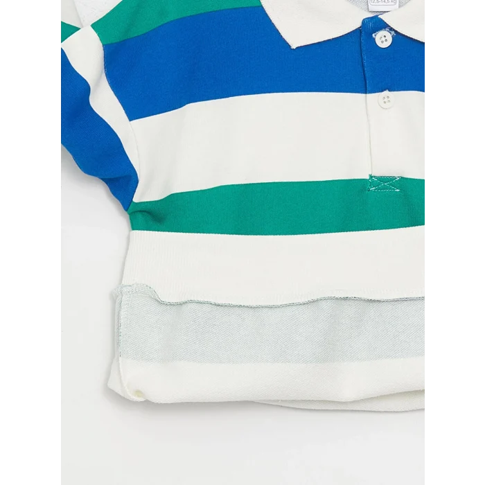 LCW baby Ekru Polo Yaka Uzun Kollu Baskılı Erkek Bebek Sweatshirt ve Pantolon 2li Takım