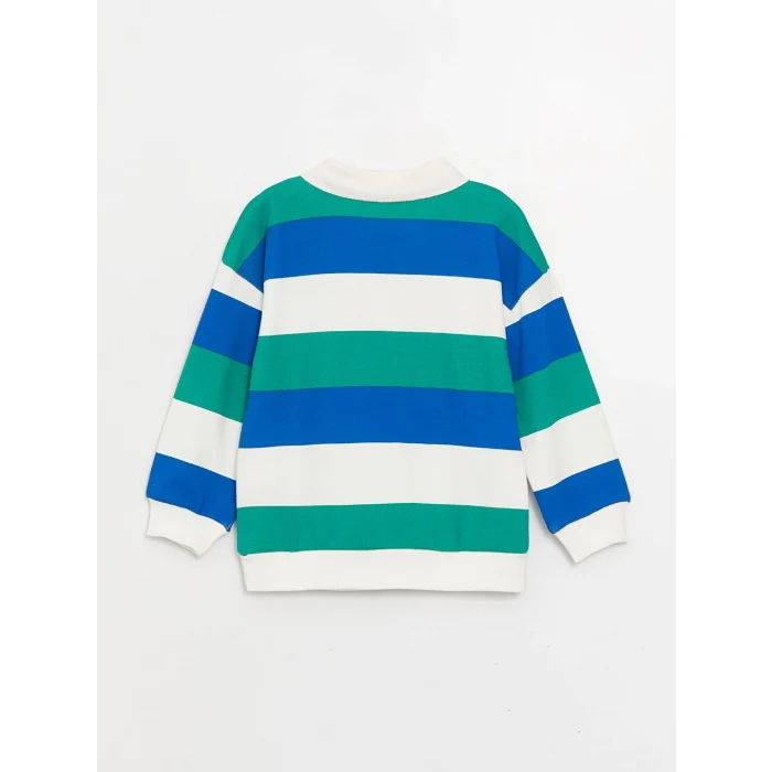 LCW baby Ekru Polo Yaka Uzun Kollu Baskılı Erkek Bebek Sweatshirt ve Pantolon 2li Takım