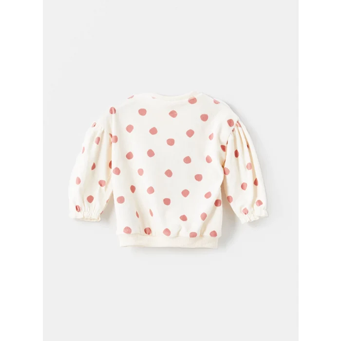 LCW baby Ekru Puantiyeli Kız Bebek Sweatshirt ve Tayt 2li Takım