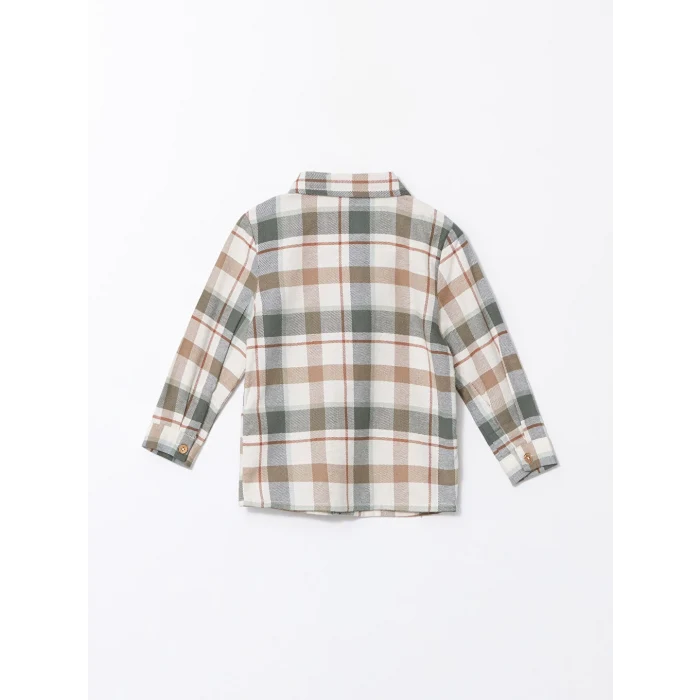 LCW baby Ekru Uzun Kollu Erkek Bebek Ekose Gömlek ve Pantolon 2li Takım