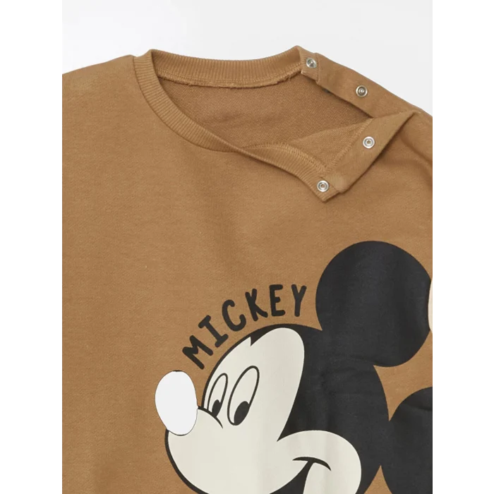 LCW baby Kahverengi Mickey Mouse Baskılı Erkek Bebek Eşofman Takım