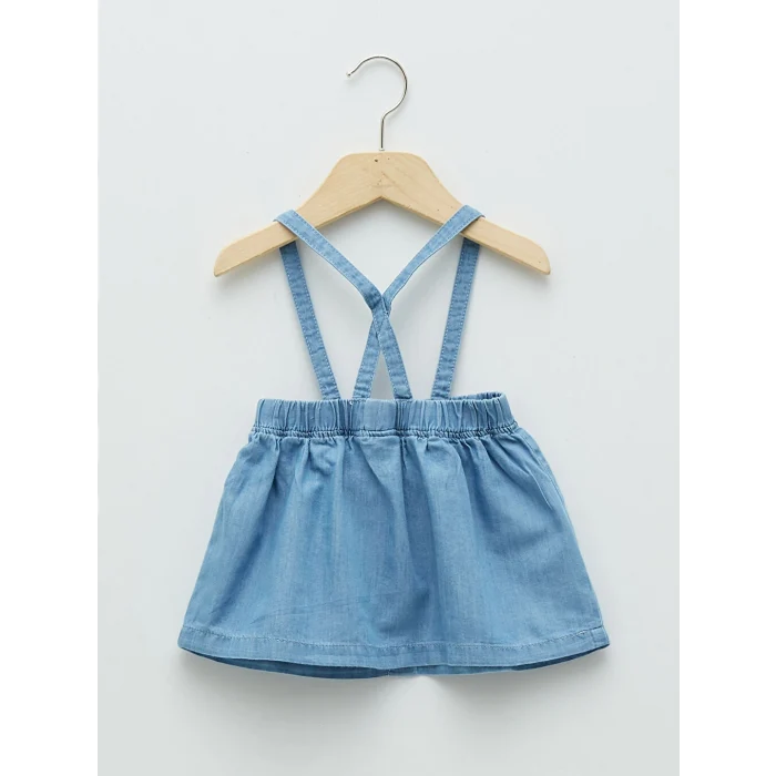 LCW baby Mavi Beli Lastikli Basic Kız Bebek Jean Etek