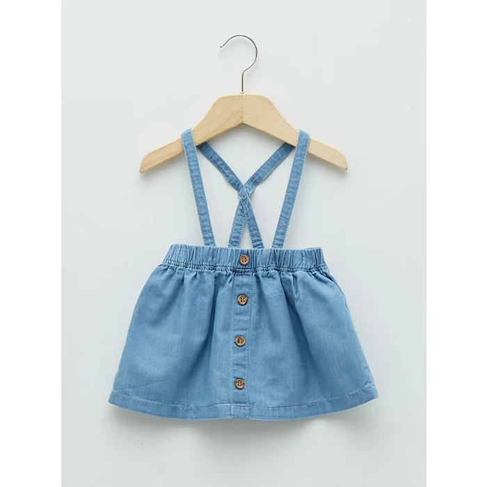 LCW baby Mavi Beli Lastikli Basic Kız Bebek Jean Etek