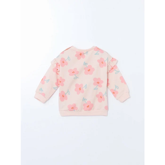 LCW baby Pembe Bisiklet Yaka Kız Çocuk Sweatshirt ve Tayt