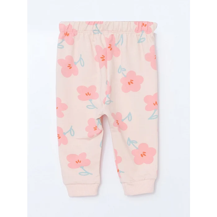 LCW baby Pembe Bisiklet Yaka Kız Çocuk Sweatshirt ve Tayt